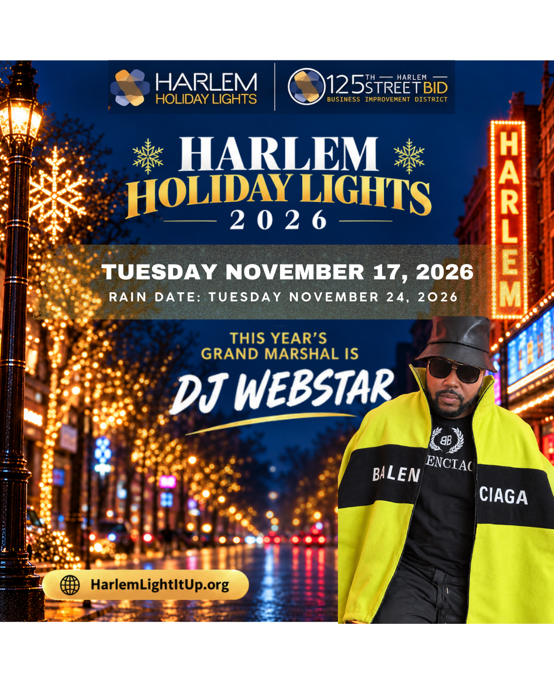 Harlem Holiday Lights 2026 Grand Marshal DJ Webstar