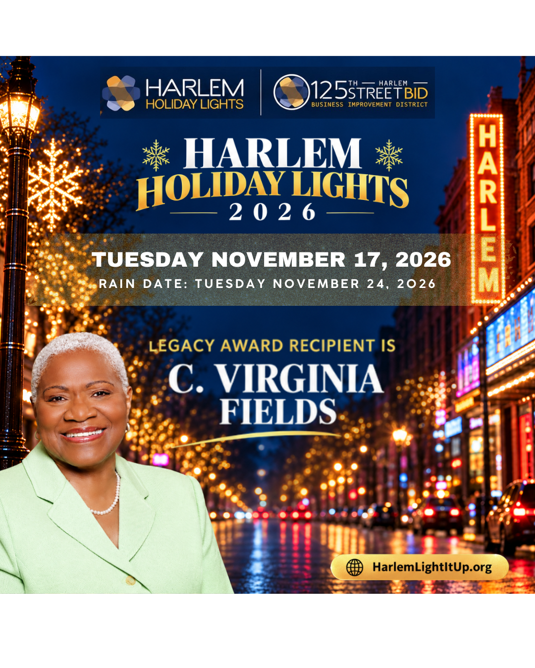 Harlem Holiday Lights 2026 Legacy Award Recipient C. Virginia Fields